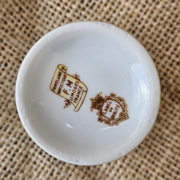 Tiny Limoges Cup or Vase with Blue and Yellow Butterflies - Picture 9 of 9